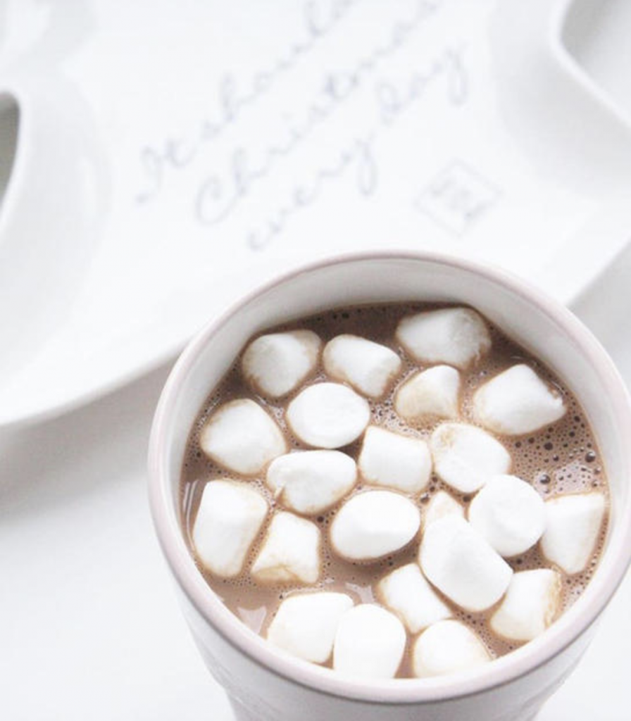 warme chocolademelk met mini marshmallows