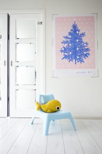 zilverblauw kerst poster kerstboom
