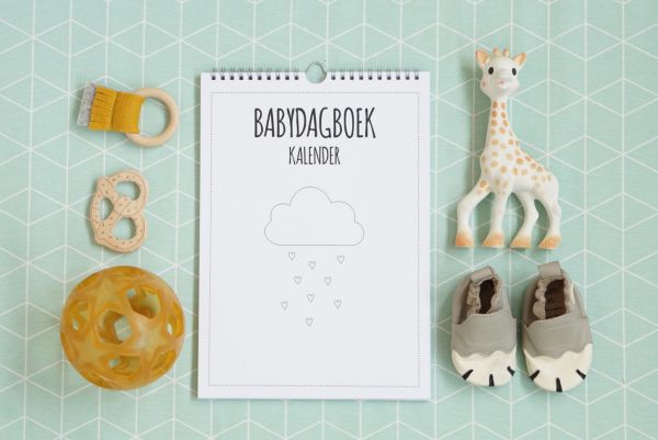 flatlay babydagboek kalender wolk noot online conceptstore